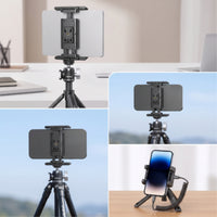 Holder with 1/4-Inch Screw Holes Universal Tripod Mount reversibleOrientation Phone Tripod Mount for Content Producers, Livestreaming, Mobile Filming
