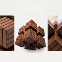 Cube Sculpture Architectural Sculpture with Slatted Surface Nordic Statue for Shelf, Living Room
