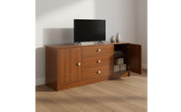 Large Capacity Media Console with Drawers and Cabinets Wide Top Surface Wooden TV Cabinet with Storage Stable Design Floor Standing Entertainment Center Thickened Board for Small Apartment Dwellers, Living Room, Bedroom