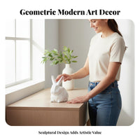 Geometric Hare Figurine Single-Piece Solid Construction Faceted Bunny Statue Compact Size Low Poly Hare Figurine for Desktop, Living Room, Bookshelf