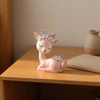 Whimsical Deer Figurine Tabletop Deer Figurine with Antlers Matte Decor Compact for Homeowners, Collectors