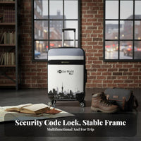 Combination Lock Graphic Print Suitcase Reinforced Telescopic Handle Trolley Case Lightweight Design Rolling Luggage High Load-Bearing for Travelers, Vacationers, Business Professionals, Vacations, Vacation, Airport, Weekend Getaways