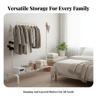 Multi-Functional Rolling Clothes Rack Heavy Duty Rolling Garment Rack Easy Assembly Freestanding Clothes Organizer Space Saving for Homeowners, Renters, Students, Bedroom, Entryway, Closet, Laundry Room