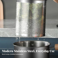 Includes Strainer Basket Stainless Steel Deep Fryer Pot Uncoated Frying Pot with Drainer Rack Induction Compatible Stainless Steel Tempura Fryer Oil-Saving for Dorm Room