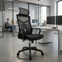 Mesh Office Chair Padded Seat Ergonomic High Back Chair Matte Black Workspace Seating for Students