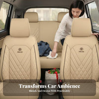 Long-Lasting Leather Car Seat Cover Wear-Resistant Full Wrap Seat Cover Set Easy to Clean Auto Upholstery Luxury Design for Drivers, Pet Owners, Families, Family Travel, Daily Commute, Road Trips