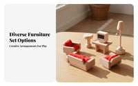 Wooden Dollhouse Furniture Set Realistic Design Dollhouse Accessories Set Educational Doll House Room Children's Set