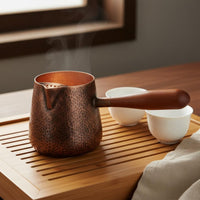 copper tea pot with side handle Traditional Craftsmanship Copper Tea Server Hammered Teapot