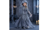 Gothic Dress with Hat Layered Costume Dress Black Undead Costume for Girls, Halloween, Cosplay, Theatre