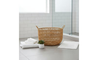 Waterproof Woven Plastic Laundry Basket Sturdy Woven Laundry Basket Ventilated Design Imitation Rattan Storage Bin Handwoven for Bathroom, Bedroom, Living Room
