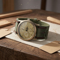 Buckle Closure Men's Wrap Wristwatch Three Subdials Leather Wrap Watch Wide Band Leather Cuff Watch Alloy
