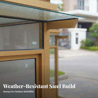 Steel Frame Guard House Weatherproof Prefabricated Security Booth Pre-Assembled Outdoor Gatehouse for Gatekeepers, Event Toll Booths, Schools