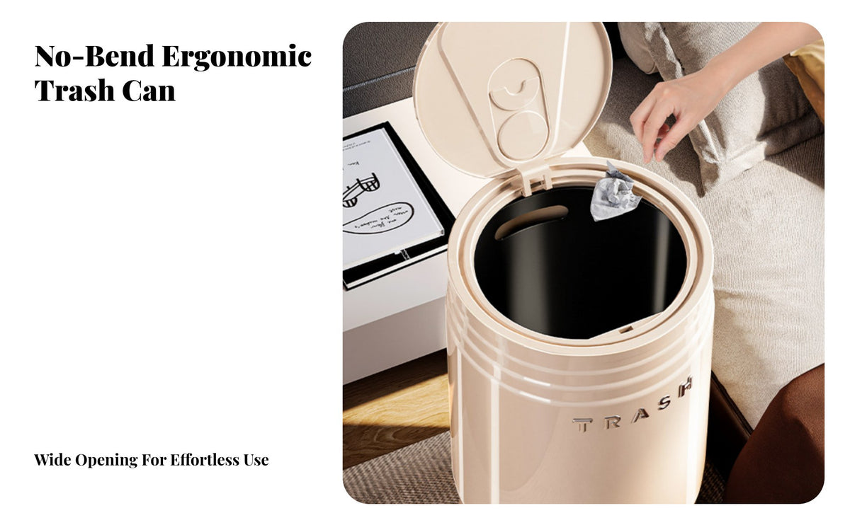 Rolling Garbage Can with Lid Large Capacity Pedestal Trash Can with Wheels Easy to Clean Lidded Wastebasket on Wheels for Living Room, Bedroom, Office