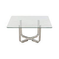 Modernist Design Low Table Construction Glass Surface Table Polished Finish for Reception Area