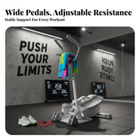 Space-Saving Design 2-in-1 Elliptical Bike Full Body Workout Stationary Bike and Elliptical Combo Resistance Double Action Cardio Exercise Machine Heavy-Duty Steel Frame