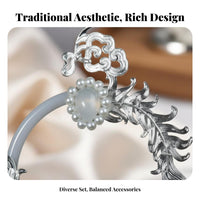 Traditional Chinese Attire Hair Accessory Set Detachable Ribbons Ancient Design Hairpin and Crown Set Chinese Hair Coronet