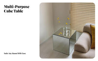Mirrored Cube Table Minimalist Design Mirrored Display Furniture Mirror Finish Photography Prop for Homeowners, Renters, Bedroom