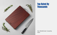Ironwood Cutting Board, Antibacterial Dense Wood, Rectangular Kitchen Board, Thickened Design, Stainless Steel Handle, Home Use