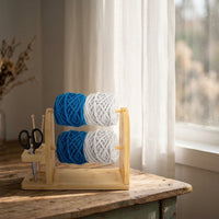 Wooden Yarn Holder with Rotating Base for Knitting and Crocheting