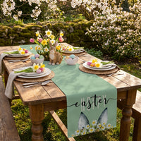 Easter Table Runner Soft Textile Linen Blend Table Runner Machine Washable House Decoration for Party Hosts, Homeowners, Kitchen