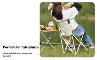 With Backrest Foldable Four-Legged Chair Lightweight Portable Seating Strong Steel Frame Picnic Seat Includes Carrying Bag for Art Students, Picnickers, Fishing, Camping, Backyard, Beach
