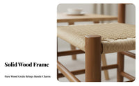 Modern Minimalist Design Woven Seat Dining Chair Ergonomic Backrest Solid Wood Dining Chair Sturdy and Long-Lasting Anti-Slip Leg Pads for Interior Decorators, Homeowners, Restaurant Owners, Cafe, Living Room, Home