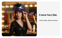 Glitter Naval Officer Hat Crystal Party Hat Iridescent Cap Feather Embellished Cap for Event Attendees, Event S, Raves