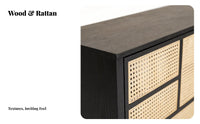 Rattan Door Cabinet Nordic and Design Rattan Door Cupboard Sturdy Wood Frame Ample Storage for Teahouse Managers