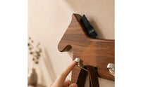 Horse Hook Rack Suction-Cup Wooden Hook Rack with Metal Hooks Rustic for Closet