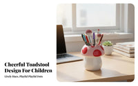 Cute artistic toadstool-inspiredShaped organizer Multi-Functional Storage Lidded toadstool organizer Decorative Pen Holder glossy Glazed Finish for Students, Office Workers, Study Room, Vanity, Bedroom, creative workspace