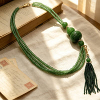 Pendant Necklace with Tassel Multi-Strand Layered Beaded Necklace Draped Jewelry for Women, Special Occasions