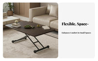 Foldable Design Convertible Lift-Top Table Space Saving Lift-Top Rolling Desk Multi-Functional Living Room Furniture Adjustable Height for Small Apartment Residents, Telecommuting Workers, Homeowners, Dining, Home Office