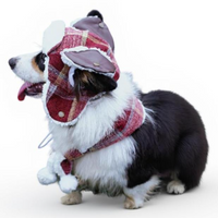 Dog Plaid Hat, Adjustable, Winter Outfit, Snug Fit