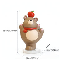 Bear Ornament with Apple Tabletop Bear Figurine Whimsical for Desk, Teens