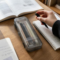 Thickened Transparent Pencil Case, Japanese Style Minimalist Stationery Box, High-Capacity Double-Layer