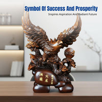 Resin Wood Grain Eagle Sculpture, Ascending Eagle Figurine, Auspicious Office Desk Decor, Chinese Style Ornament