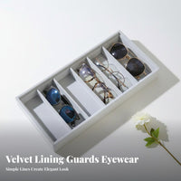 6 Slot Sunglasses Tray Scratch Protection Velvet Eyeglass Display Case Dust-Resistant Sunglasses Organizer Tray for Dresser Top, Closet, Drawer