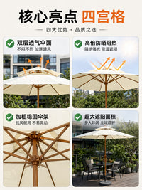 Outdoor Umbrella with Adjustable Tilt Head, Courtyard Center Pole Umbrella