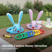 Inflatable Hare Hoop Toss Group Amusement Wearable Hoop Toss Hat Inflatable Hare Ears Game Safe for Children Easter Hare Game