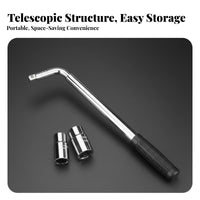 Labor Saving 4 Way Wheel Wrench Heavy Duty 4 Way Lug Wrench Universal Fit Sockets for DIYers, Emergency, Roadside