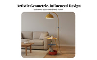 Memphis Design Floor Lamp with Shelves Space Saving Floor Lamp with Table 3 Color Temperatures Indoor Lighting Stepless Dimming for Book Lovers, Homeowners, Living Room, Bedroom, Reading Nook, Entryway