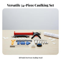34 Pieces 34 Piece Caulking Tool Set Multi-Functional Caulking Tool Set Caulk and Spout Kit Easy to Use Caulk Kit