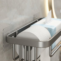 Tissue Box Holder for Toilet Tissue and Paper Roll, Carbon Steel Storage Shelf with Matte Finish, Light Luxury Wall Mount, No Drill Bathroom