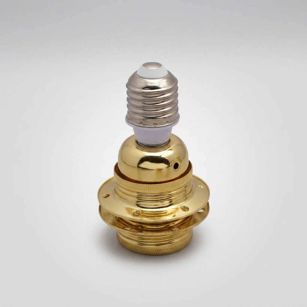 E27 Lamp Holder with Iron Housing for DIY Lamp Parts, Rigid E27 to E27 Adapter with Full Thread Design, 220V Metal Lamp Holder, 110A 1 Pack