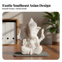 Stone-Textured Finish Deity Sculpture Thai Design Hindu Elephant God Figurine Small Hindu Deity Decoration Good Luck Symbol