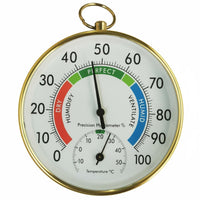 Twin Dial Thermometer Hygrometer Metal Frame Analog Temperature-Hygrometer Easy Reading Climate Tool for Indoor, Office, Greenhouse
