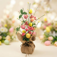 Easter Egg-Shaped Ornament Display Colorful Eggs Artificial Easter Branch Arrangement Festive Tabletop Seasonal Branch Display for Homeowners, Adults