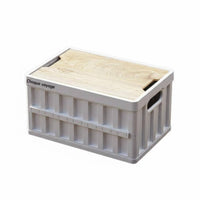 Multi-Functional Storage container with Handles Portable foldable container with Wood Top long-lasting Construction Organizer Box Stackable for vehicles Owners, homeowners, Camping, Outdoor meal, Home Organization, Bedroom