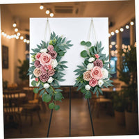 2 Pieces Reusable Wedding Welcome Sign Garland Easy to Hang Artificial Blossom Swag No Maintenance Eucalyptus Flower Swag Realistic Look for Brides