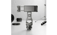 Portrait and Landscape Phone Holder with Cold Shoe Mount Adjustable Phone Mount with Cold Shoe Aluminum Alloy Non-Slip for Vloggers, Photographers